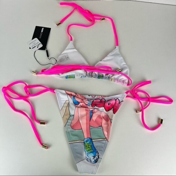 NWT - Fashion Nova,Nights in Shibuya 2 pc Bikini. Size: M.Color:Pink/Multicolour - Picture 2 of 11